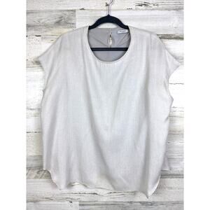 M.M. Lafleur Womens L Gray Didion Short Sleeve Lightweight Workwear Blouse